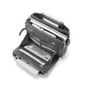 Black Vinyl HALEMET Shoulderbag. Multi-Compartment Organizer!